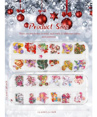 24 Grid Christmas Nail Art Stickers Decals Nail Art Supplies Christmas Santa Elk Flash Snow Deer Wood Pulp 3D Nail Art Decorations Accessories Christmas Nail Sequins - Buy Online on GoSupps.com