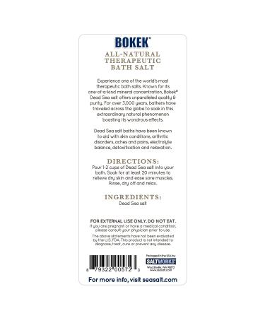 SaltWorks Bokek Dead Sea Bath Salt 32oz Jar - Unscented Natural Minerals for Relaxation and Rejuvenation - Buy Online on GoSupps.com