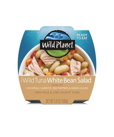 Wild Planet Ready-To-Eat Wild Tuna White Bean Salad with Organic Chickpeas, Carrots, Red Peppers & Green Olives - Pack of 4 | 5.6oz - Buy Online on GoSupps.com