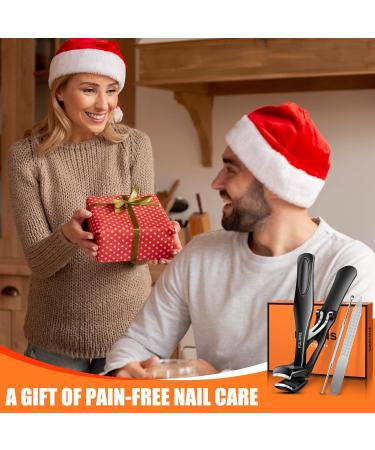 Angled Head Nail Clippers for Seniors - Heavy Duty Toe Nail Clippers for Thick Nails No Splash Catcher Black Trimmer - Buy Online on GoSupps.com