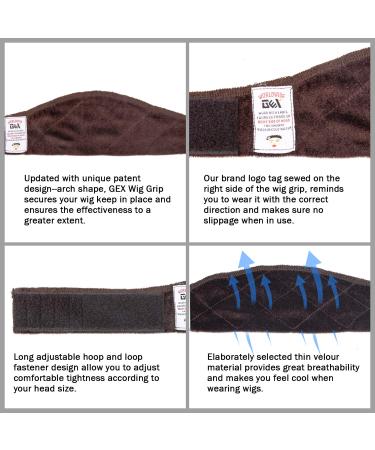 GEX Wig Grip Band - Adjustable & Non-Slip Velvet Headband for Extra Comfort and Hold (Brown) - Buy Online on GoSupps.com