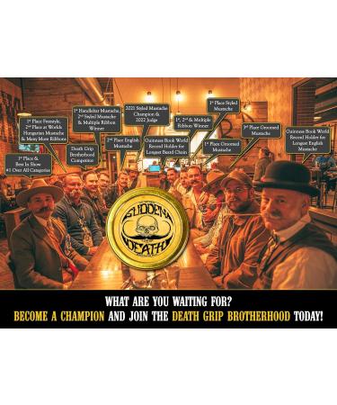 Mustache Wax Strong Hold for Men | Sudden Death Moustache & Beard Wax 1oz Tin | Perfect for Handlebar Mustaches | No Heat Required | Death Grip Grooming - Buy Online on GoSupps.com