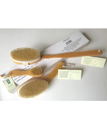 3 Brushes/Set 100% Natural Boar Bristle Detachable Long Handle Wooden Dry Bath Body Back Brush Contour Handle Dry Body Brush and Facial Complexion Brush Premium Quality Perfect Spa Gift