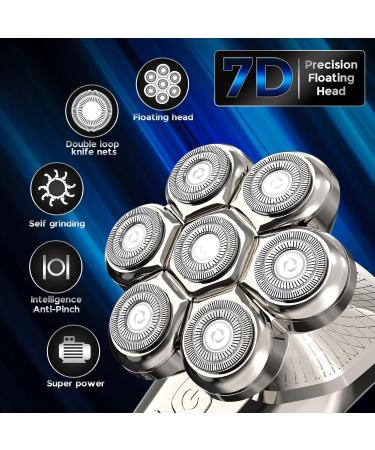 BlueFire Head Shaver for Men Waterproof 7 Head Mens Electric Razors Wet and Dry Smooth Rotary Shavers Special Designed for Cordless Bald Head and Face Shaving - Buy Online on GoSupps.com