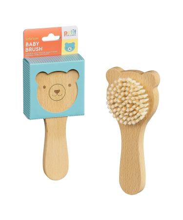 Petit Collage Wooden Baby Hairbrush - FSC-Certified Beech Wood, Soft Bristles, Cute Bear Design - Buy Online on GoSupps.com