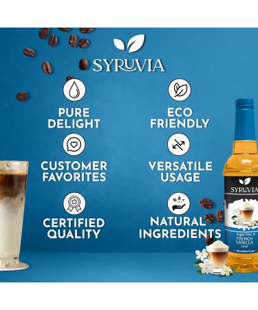Syruvia Sugar-Free French Vanilla Syrup (25.4 fl oz) - Rich and Creamy French Vanilla Flavor No Added Sugar Kosher Gluten-Free Perfect for Crafting Guilt-Free Lattes Desserts  - Buy Online on GoSupps.com