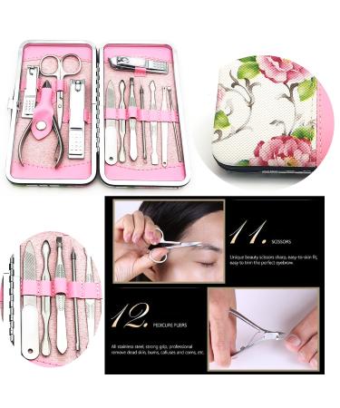 Alibuy 12 in 1 Manicure Pedicure Set with Toenail Clippers and Cuticle Cutters - Stainless Steel Grooming Kit for Men Women - Travel Case Included - Buy Online on GoSupps.com
