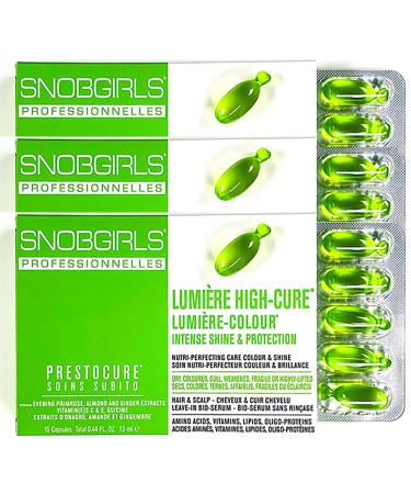 SNOBGIRLS LUMIERE-COULOUR Hair Oil Capsules Bundle of 3 X 15 Capsules -Leave-In Hair Treatment Oils for Hair Gloss & Strength - Hair Serum for Dry Colored Dull Weakened fragile Highly-Lifted Hair