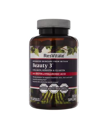 ResVit le Beauty 3 - Skin Care Supplement with Collagen Keratin & Elastin - 90 Capsules