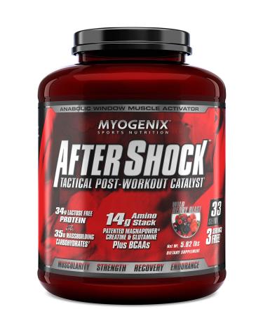 Myogenix Aftershock Post Workout, Unlimited Muscle Growth | Anabolic Whey Protein | Mass Building Carbohydrates | Amino Stack Creatine and Glutamine Plus BCAAs | Wild Berry Blast 5.82 lbs