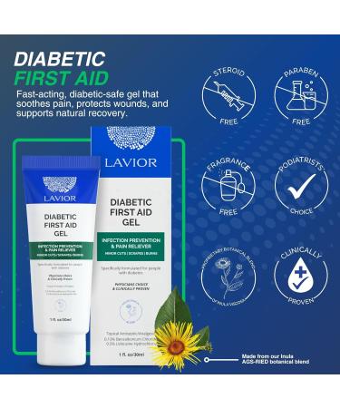 Lavior Diabetic First-Aid Gel 1oz Speeds Healing for Cuts, Scrapes, Burns & Minor Injuries, Physician Recommended, Clinically Proven, Hypoallergenic, Infection Prevention & Pain Relief 1 Ounce (Pack of 1) - Buy Online on GoSupps.com