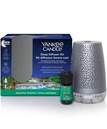 Yankee Candle Sleep Diffuser Starter Kit | Silver | Peaceful Dreams Electric Fragrance Diffuser Refill | Up to 30 Nights of Fragrance | UK Plug Peaceful Dreams sleep diffuser kit Single