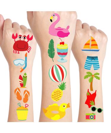 24 Sheets Pool Beach Temporary Tattoos  Birthday Decorations Summer Party Favors