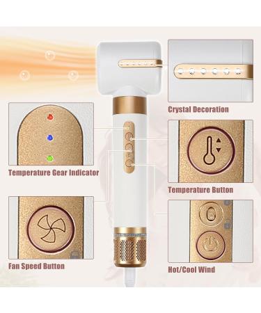 VOCOSTE 7-in-1 Hair Dryer Brush - 1400W Hot Air Brush with Adjustable Heat & Speed Fast Heating Ideal for All Hair Types - White Gold Tone - Buy Online on GoSupps.com