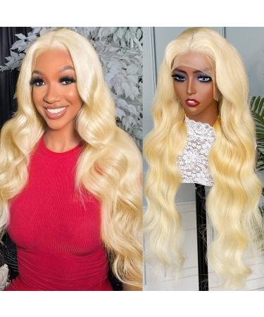 YUTU 26INCH 613 Lace Front Wig Human Hair 180% Density 13x4 Lace Front Wigs Human Hair Body Wave Blonde Lace Front Wigs Human Hair Pre Plucked With Baby Hair 26 Inch 613 Body Wave Wig