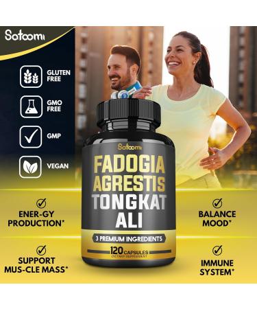 600mg Fadogia Agrestis & 400mg Tongkat Ali Energy Strength & Immune Support 120 Capsules for 2-Month Supply - Buy Online on GoSupps.com