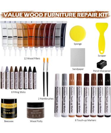 Ultimate Wood Furniture & Floor Repair Kit - 8 Markers 12 Pastes Filler Sticks Putty & Beeswax for Stains Scratches & Cracks - Perfect for Cabinet Door & Floor Repairs - Buy Online on GoSupps.com