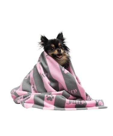 Juicy Couture Dog Towel Pink / Grey Heart Paw Stripes  100% Microfiber Dog Drying Towel with Striped Heart Paw Print, Absorbent Quick Dry Machine Washable Dog Towels for Drying Dogs & Cats