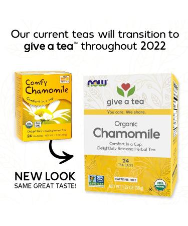 NOW Foods Chamomile Tea Comfort in a Cup Relaxing and Caffeine-Free Non-GMO Premium Unbleached Tea Bags with No-Staples Design 24-Count (Pack of 2) - Buy Online on GoSupps.com