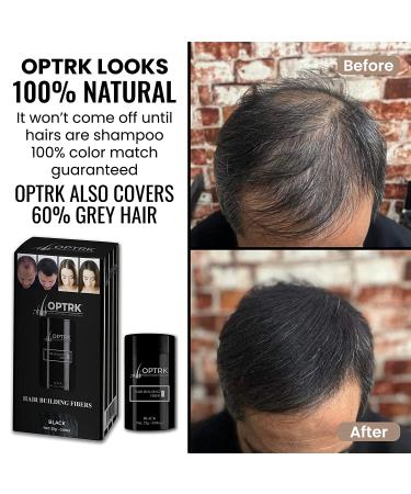 OPTRK Keratin Hair Building Fibers for Thin Hair & Hair Loss 25g - 0.88oz - Instantly Thickening & Natural-Looking Hair Powder for Covering Bald Spots (Black) - Buy Online on GoSupps.com