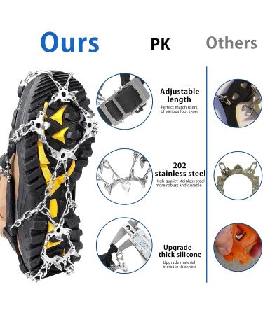 Doormoon Adjustable Ice Cleats for Hiking - 19 Stainless Steel Spikes - Anti-Slip Snow Grips for Boots/Shoes - Men/Women M US 5-8 ECR 36-41 - Buy Online on GoSupps.com