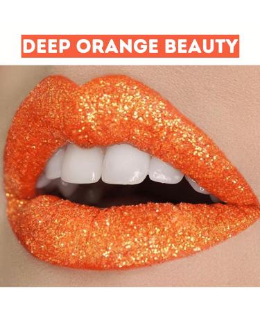 Glitter Lip Kit - Long Lasting Waterproof & Smudge-Proof | Dazzling Orange Lips | Includes Glitter Primer Glue Lip Liner & Brush - Buy Online on GoSupps.com