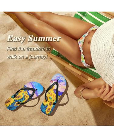 Buy Mnsruu Watercolor Sunflower Flip Flops | Perfect for Home Hotel Spa & Travel | Unisex for Men & Women - Buy Online on GoSupps.com
