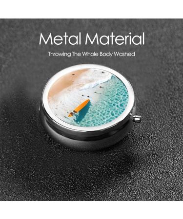 Romantic Beach Round Pill Box | 3 Compartment Portable Travel Organizer for Medicine & Vitamins - Buy Online on GoSupps.com
