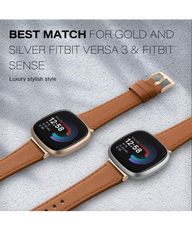 EDIMENS Genuine Leather Bands for Fitbit Versa 3 / Sense | Light Brown Small 5.7 - 7.8 - Buy Online on GoSupps.com