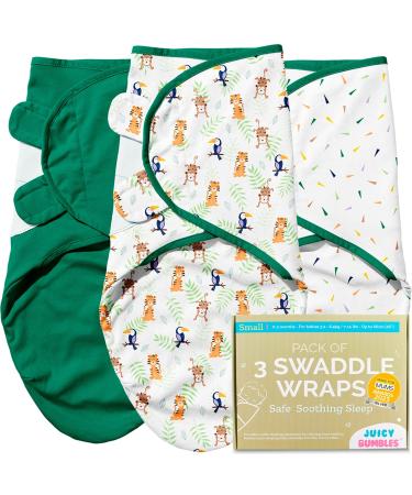 Juicy Bumbles Swaddle Blanket 3-6 Months - 100% Cotton Baby Swaddle Wrap Newborn - Set of 3 Swaddle Wrap - Baby Essentials for Newborn Baby Boy and Girl Jungle Large: 4-6 Months - Buy Online on GoSupps.com