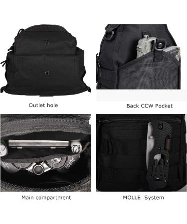 YAKEDA Tactical EDC Backpack - Military Sling Shoulder Bag for Travel & Outdoor Hiking (Black) - Buy Online on GoSupps.com