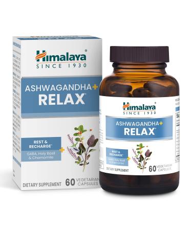 Himalaya Ashwagandha+ Relax with GABA Holy Basil & Chamomile for Reset Relaxation & Stress Relief Vegan Gluten Free 540 mg 60 Vegetarian Capsules 1 Month Supply
