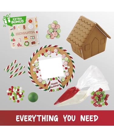 MEGA Traditional Gingerbread House Kit - Build & Decorate Yourself with Candy, Icing, and Fondant - Includes Presentation Board & Decorating Supplies - Fun Holiday Stickers Included - Buy Online on GoSupps.com