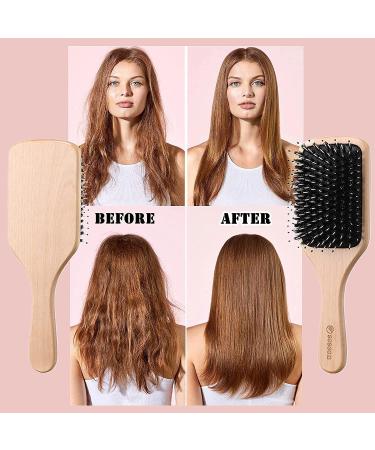 Sosoon Boar Bristle Paddle Hairbrush - No More Tangle - Giftbox & Tail Comb Included - Buy Online on GoSupps.com