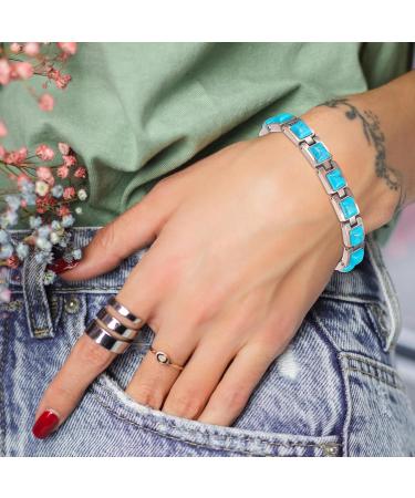 EnerCoppeX Copper Magnetic Bracelet for Women - Turquoise Jewelry with 3500 Gauss Magnet (COB-0165) - Buy Online on GoSupps.com