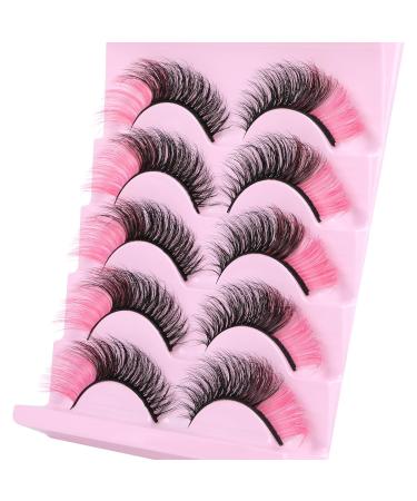 Pink Fluffy Cat Eye Mink False Eyelashes - 5 Pairs Pack by ALICROWN - Buy Online on GoSupps.com