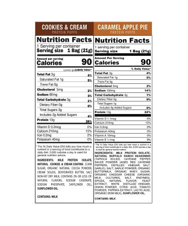 Shrewd Food Protein Puffs - High Protein Dessert Snack, Low Carb Cereal, Peanut Free, Gluten Free - 12g Protein - Caramel Apple Pie & Cookies and Cream - 8 Pack - Buy Online on GoSupps.com