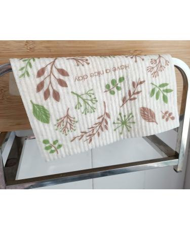 Swedish Dishcloth Kitchen Absorbent Sponge Cloths Fast Dry Dish Towels Set Cleaning Wipes (Leaf) - Buy Online on GoSupps.com