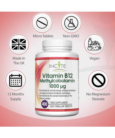High Strength Vitamin B12 1000mcg | 400 Methylcobalamin Tablets | Vegan Friendly | 12+ Month Supply - Buy Online on GoSupps.com