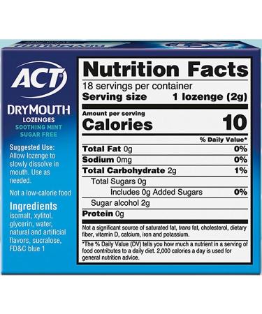 ACT Total Care Dry Mouth Lozenges Mint 18 ea (Pack of 2) - Buy Online on GoSupps.com
