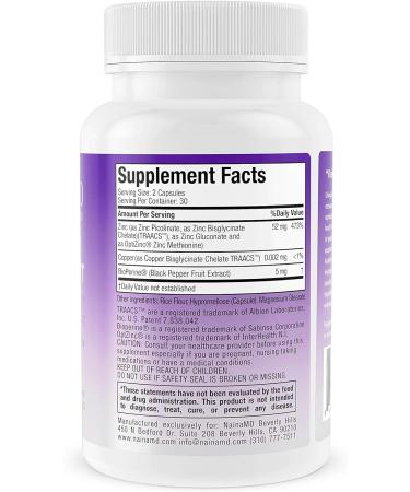 ZINC-Opt 60ct Superior Formula with BioPerine - 52mg Zinc, 2mg Copper - Immune & Hormonal Health Support for All - Buy Online on GoSupps.com
