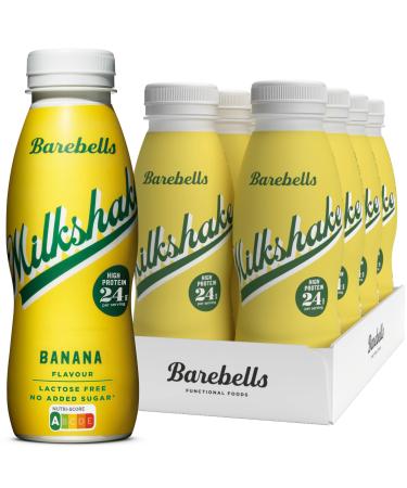 Barebells Creamy Protein Shake low in sugar 24 grams of protein per bottle lactose free Banana Milkshake 8 x 330ml Banana