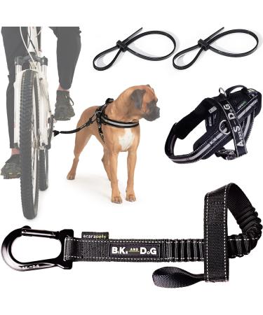 Bike and Dog - dog leash and dogs for the bike dishes with 3 rings 2 of which side including 2 special bicycle bridles.Patented.Dog leash and dog harness S black