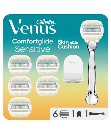 Gillette Venus Comfortglide 5 Sensitive Razor Women Women's Razor + 6 Replacement Blades Razor + 6 Blades + Shower Hanger - Buy Online on GoSupps.com