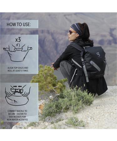 Geckobrands Lightweight 30L Waterproof Backpack Black/Gold - Ideal for Hiking and Water Activities - Buy Online on GoSupps.com