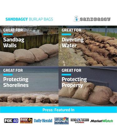 Burlap Sandbags 14 x 26 - 50lb Weight Capacity (5 Pack) | Flood Barrier, Tent Sandbags | Sandbaggy - Buy Online on GoSupps.com