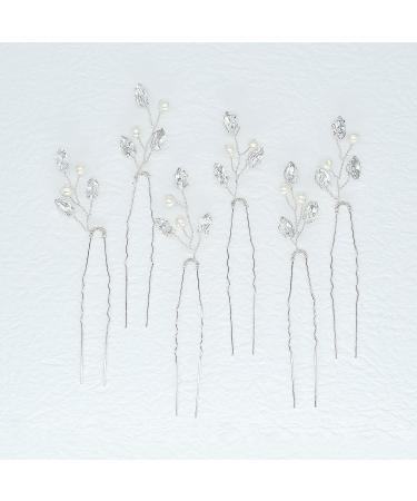 Silver Rhinestone Crystal Bridal Hair Pins - 6pcs Wedding Hair Accessories - Buy Online on GoSupps.com