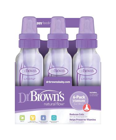 Dr. Brown's Original Baby Bottles 8oz/250ml Purple/Clear 6 Pack - Buy Online on GoSupps.com