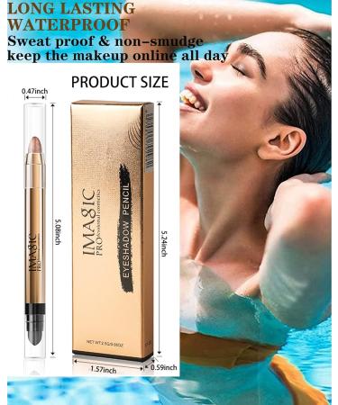 Cream Eyeshadow Stick-1Pcs Glitter Shimmer Bronzer Metallic Cream Eye shadow Stick with Soft Brush Rotatable Eye Brightener Pencil Crayon Long Lasting Waterproof for Smoky Metallic Eye Makeup-12# 12# Bronzer - Buy Online on GoSupps.com