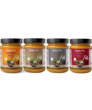 Helden Mazilz Miso Trial Package - 4 Varieties of Unpasteurized Miso Paste | Organic & 100% Natural Ingredients | Eco-Friendly Packaging - Buy Online on GoSupps.com